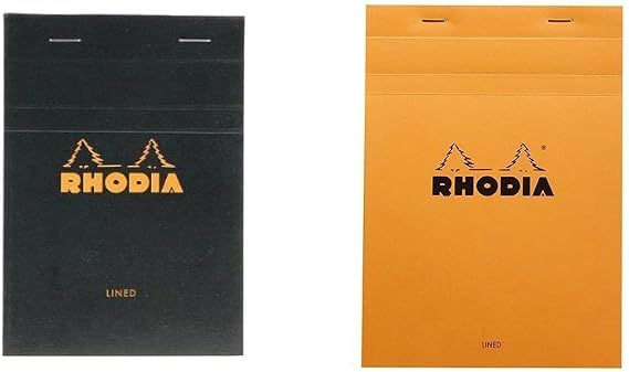 Rhodia Classic Black and Orange Notepad 4X6 Lined, Pack of 2