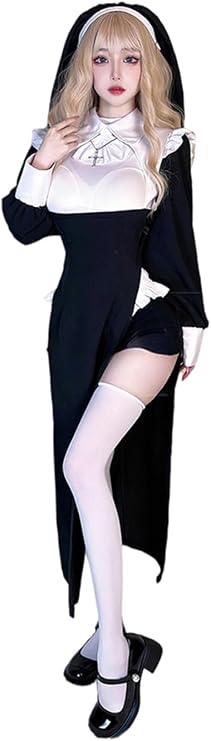 Saoki Manufacturing Nun Battle Nun Dress Sexy Cosplay Uniform Maid Outfit Dress Costume Ladies Women's Clothing Costume Photography Large Size