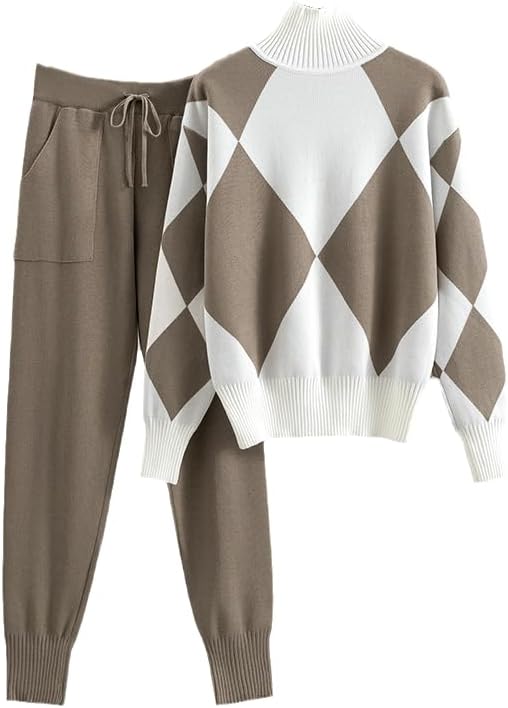 Sweater Sets Women 2 Piece Lounge Sets Long Sleeve Knit Pullover Tops Leggings Pants with Pockets