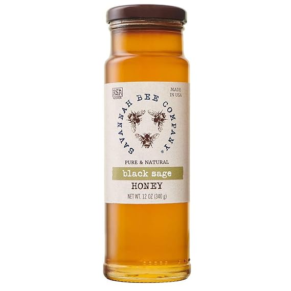 Savannah Bee Company Black Sage Honey, Pure Raw Natural, 12 oz
