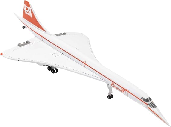 herpa Braniff International Concorde N81AC Miniature 1:500 Scale Collectible Model without Base Metal White and Red