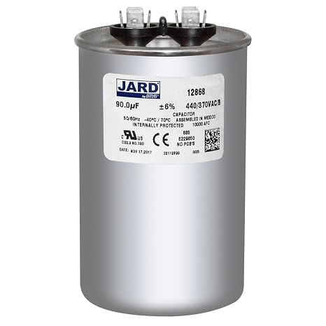 Motor Run Capacitor, 90 MFD, 440 VAC, Round