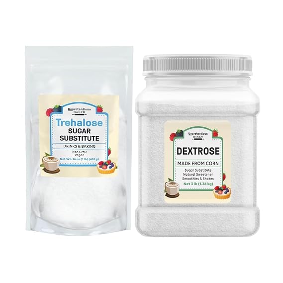 Unpretentious Dextrose and Trehalose Bundle, Various Sizes, Sugar Substitutes, Natural Sweeteners, Baking & Cooking
