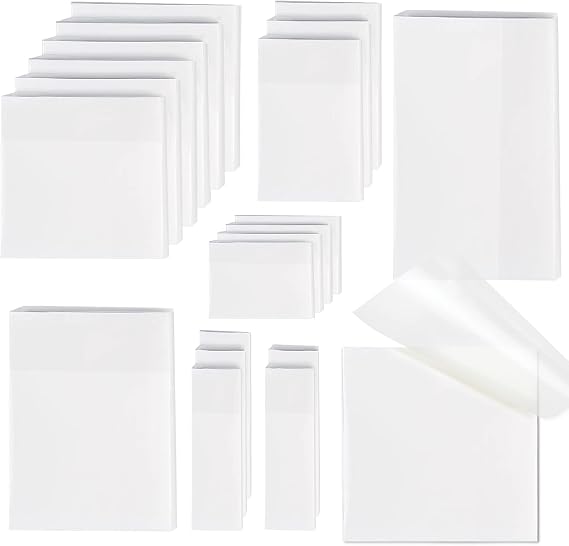 [1000 PCS] Transparent Sticky Notes, 6 Sizes Clear Sticky Notes Pads, Waterproof Self-Adhesive Translucent Sticky Notes for Annotating Books, See Through PET Notes for School & Office