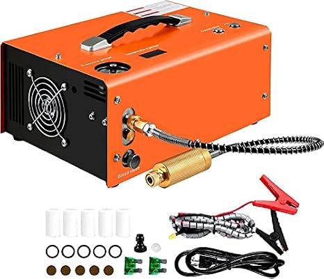 High Pressure Air Compressor Pump 300bar 4500psi with Built-in Water-Oil Separator Filter, 12V DC and 110V-240V AC Powered