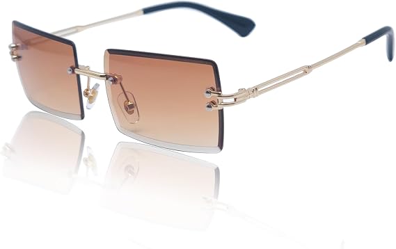 Rectangle Sunglasses for Women Men Rimless Square Sunglasses