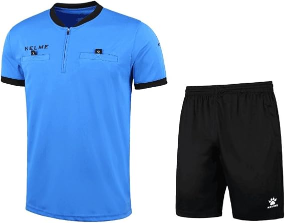 KELME Pro Soccer Referee Jersey Uniform Short Sleeve - Includes Ref Shirt and Shorts