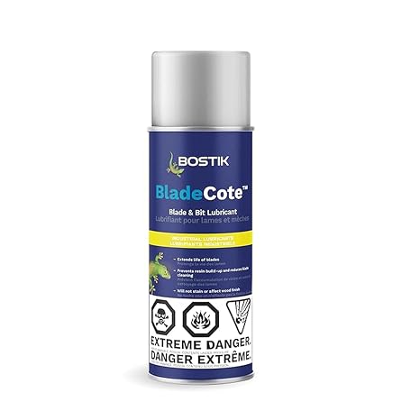 Bostik BladeCote 10.75 oz Aerosol Blade and Bit Lubricant - Dry Spray Reduces Friction & Heat, Prevents Pitch, Extends Blade & Tool Life, Non-Staining, Silicone-Free