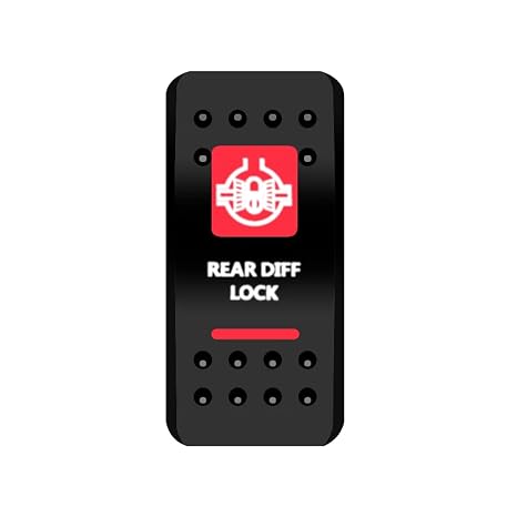 Rocker Switch Cover Cap RED Window Labeled For Car Boat Marine Carling ARB NARVA Toggle Switches, Waterproof(Rear Diff Lock)