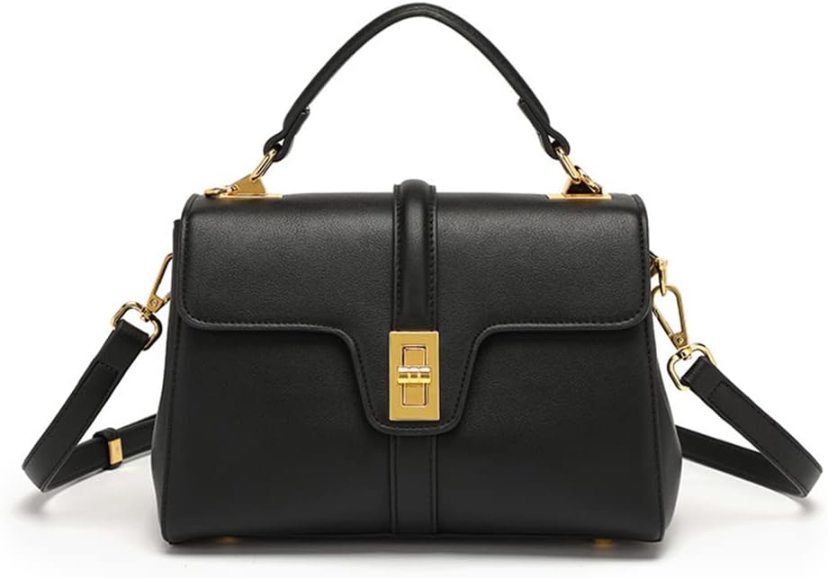 Leather Flap Crossbody Bags for Women Top Handle Satchel Handbag Fashion Casual Shoulder Bag Ladies Purse Tote