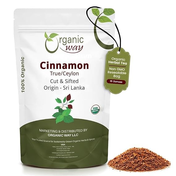 Organic Way True Ceylon Cinnamon Cut & Sifted - Origin Sri Lanka (16 Ounce)