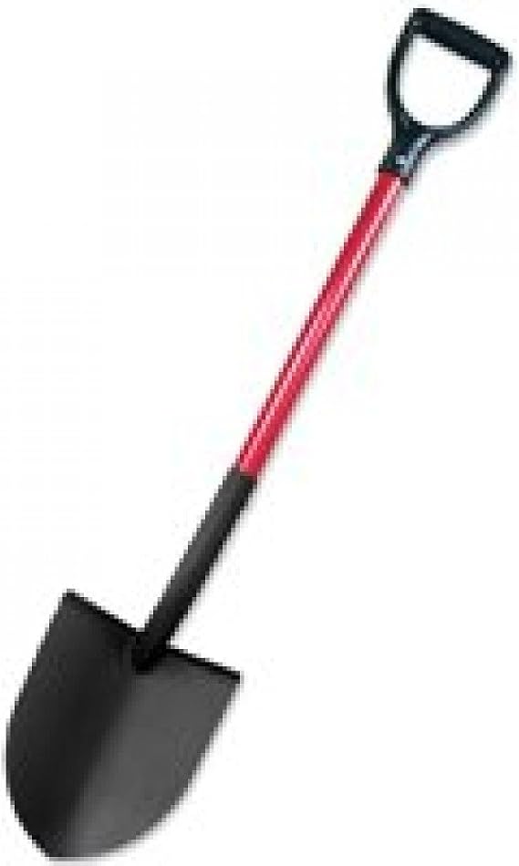 Bully Tools Round Point Shovel - 14-Gauge Gardening Digging Shovel with Fiberglass D-Grip Handle for Easy Planting, Yard Work, Small Garden Tasks, and Landscaping - Durable and Lightweight, 46-Inch