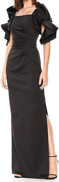 Badgley Mischka Women's Satin Gown with Origami Sleeves