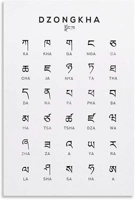 Language poster Dzongkhas Alphabet Chart education posters Canvas Painting Wall Art Poster for Bedroom Living Room Decor 16x24inch40x60cm Unframe-style