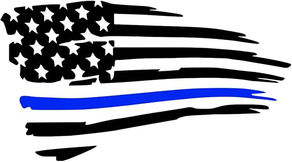 LAINLOY American Flag Sticker Decal, Black&Blue | Waterproof Vinyl Police Badge Decal, Thin Blue Line Sticker Support Police Law Enforcement for Cars, Trucks, Laptop, Tumblers
