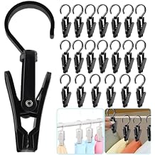 VinBee 20 PCS Laundry Hooks with Clips Super Strong Plastic Home Travel Swivel Hanging Hanger Closet Organizer Clamps Socks Boot Bras Towels for Bathroom Wardrobe Kitchen Office - 4.3 Inches (Black)