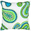 Greendale Home Fashions 20 in. Square Cotton Decorative Throw Pillow, 20"x20", Blue Green Paisley