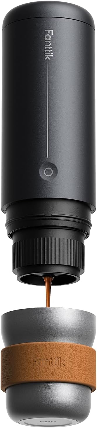 Fanttik Cafein 11 Portable Espresso Maker, 20 Bar Coffee machine with USB-C | Portable&Compact, 135s Rapid Heating, Golden-Cup Extraction, IP65, 4500mAh*3, Travel, Fishing, Hiking, Party, Gym,Office