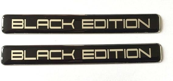 2 x Black Edition Domed Stickers/Decals - Chrome on Black 106mm