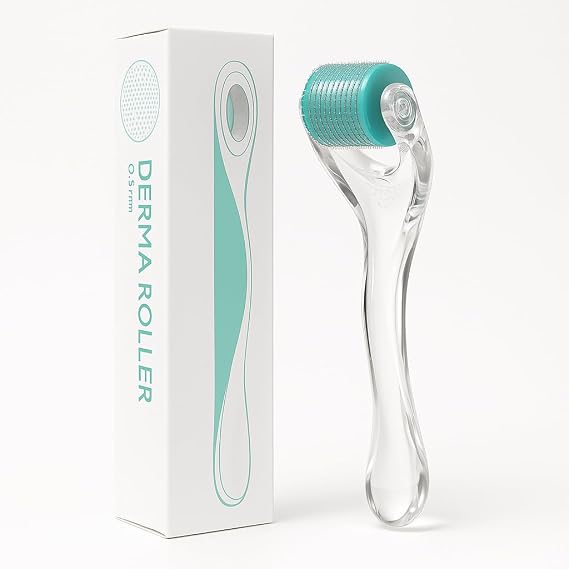 Derma Roller 0.5 mm Real Individual Titanium MicroNeedles, Skin Care Microneedling Derma Roller for Hair Loss Hair Regrowth Acne Stretch Marks Cellulite Treatment and so on