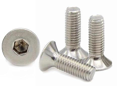 M6 (6mm x 12mm Inc Head) Hex Socket Countersunk Machine Screws - A2 Grade Stainless Steel (Pack of 20)