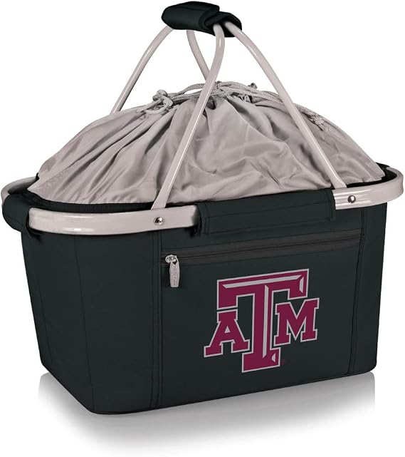 PICNIC TIME NCAA Texas A&M Aggies Metro Shopping Basket - Insulated Picnic Basket - Collapsible Market Basket - Utility Tote Cooler Bag