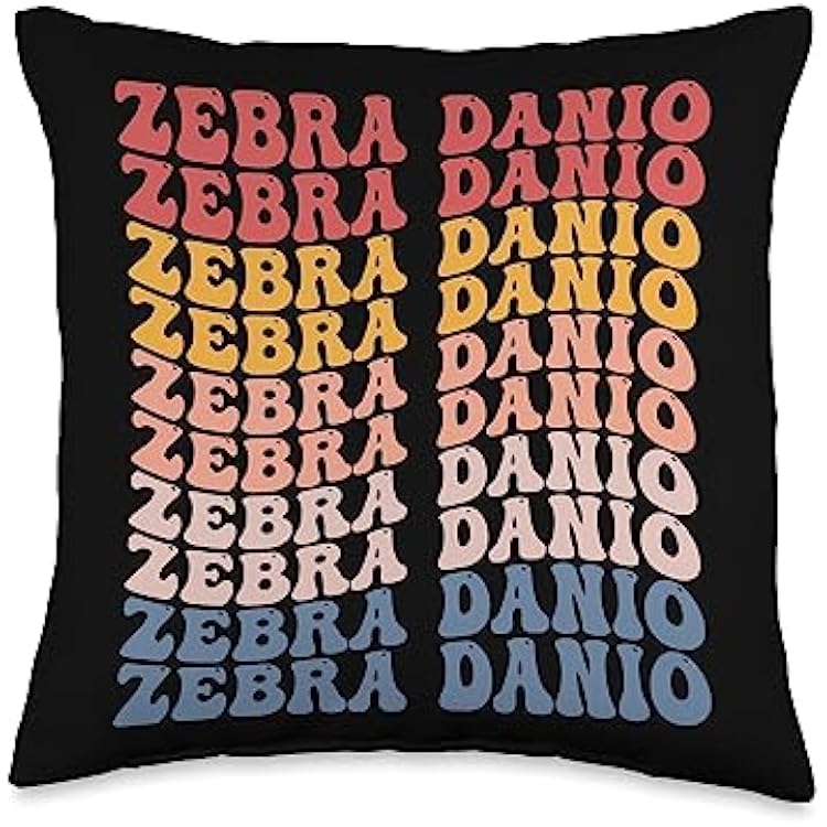 Zebra Danio Fish Gifts Zebra Danio Groovy Retro Fish Throw Pillow, 16x16, Multicolor