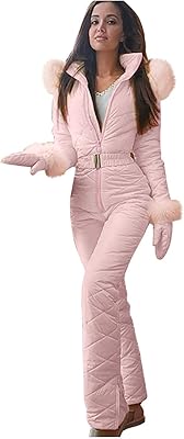 Womens Pieces Thick Warm Coat Fashion Hooded Ski Suit Jumpsuits Coveralls Winter Outdoor Snowsuits Snow Sports, Pink, XX-Large