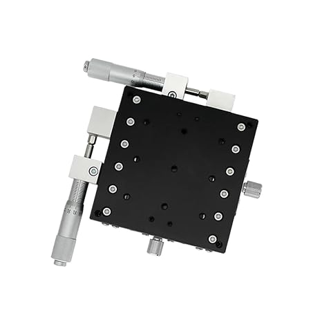 XY Axis 70 * 70-125 * 125 Micrometer Sliding Stage Platform Manual Displacement Sliding Table Guide Rail LY70/LY80/LY90/LY100/LY125(100 x 100,Right)