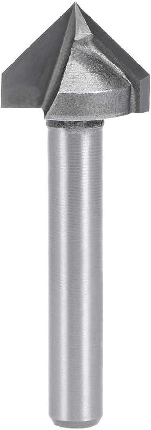 uxcell 90 Degree V-Groove Router Bit 16mm Dia with 6mm Shank, Titanium Steel Tipped V Grooving Bit (Gray)