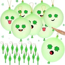 Jenaai 24 Pcs St Patricks Day Punch Balloons Funny Expression Punching Balloons St Patricks Day Toy Gift for Party Favors Decoration