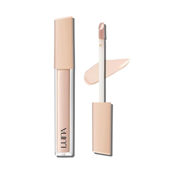 LUNA Long-Lasting Fixing-Fit Tip Concealer (#02 Beige) Korean Makeup, Buildable Coverage & Semi-Matte Finish, Under Eye & Dark Circles with High Adherence, 0.26 Oz