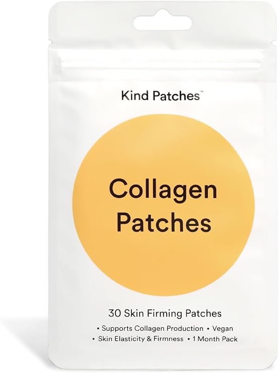 Kind Patches Collagen Patches - Skin Firming with Vitamin C, Amino Acids - Nature's Hyaluronic Acid for Hydration, Healthier Hair and Nails - 30 Count