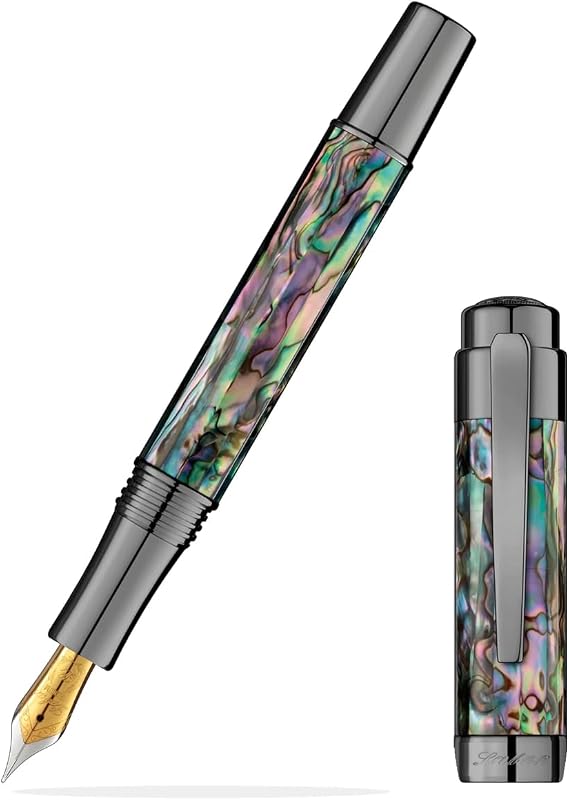 Laban Abalone Fountain Pen - Gunmetal - Extra Fine Nib