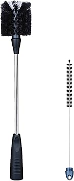 2 in 1 Long Handle Bottle with Straw Brush Cleaner Set, Stainless Steel Water Bottle Scrubbing Brush for Cleaning Water Bottles Sport Bottles Coffee Mugs Glasswares Cups
