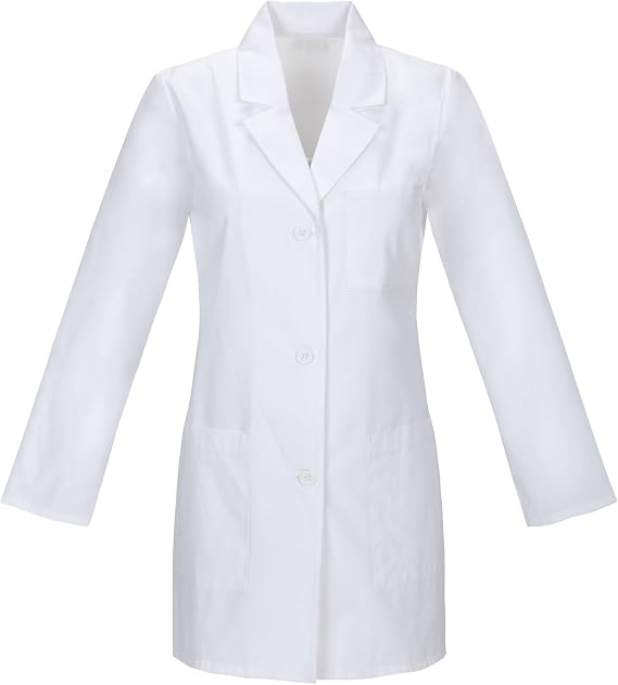 ATEK White Lab Coat - Premium Polyester Cotton Blend, Medium & Large Sizes, Ideal for Food Industry, Labs, Medical Professionals - Breathable, Durable, Easy Maintenance