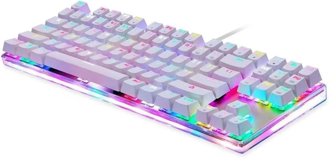 mechanical keyboard, gaming keyboard, mixed light wired mechanical keyboard, K87S mechanical keyboard gaming keyboard wired USB customized LED RGB backlight 87 keys Multi-function key combination,