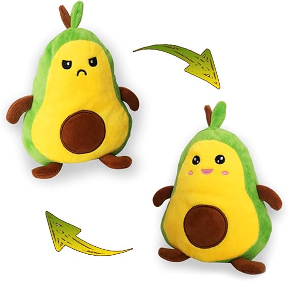 TXDRRA Avocado Reversible Plushie Toys Stuffed Animal Mood Plush Double-Sided flip Show Your Mood
