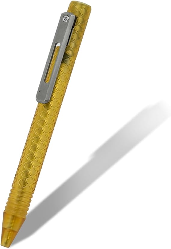 Hamans Bolt Action Ballpoint Pen PEI Material for Main Part with Titanium Clip Refillable Writing Pen