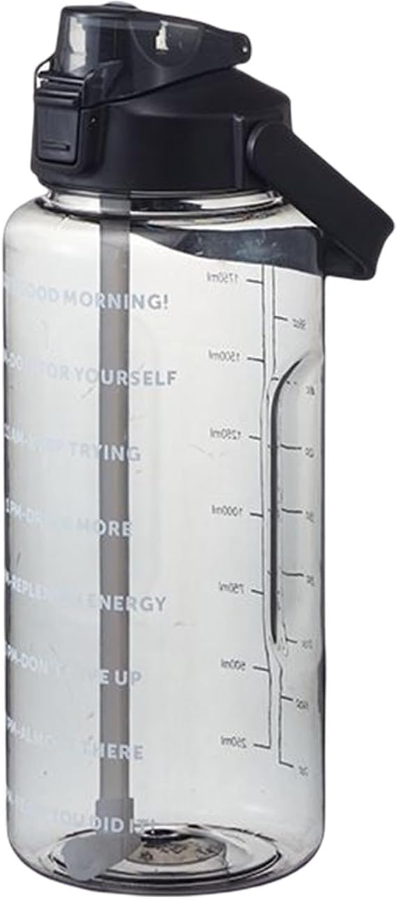 Water Bottle - Sport Water Bottle With Time Marking & Straw, Leakproof BPA F-ree Big Water Bottle, 2 Liter Large Capacity Sports Gym Drink Container, For Daily Use, Fitness And Outdoor Activities