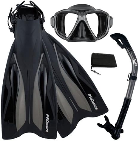 Promate Deluxe Snorkeling Gear Scuba Diving Fins Mask Dry Snorkel Set/ SCS0079