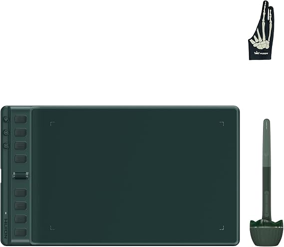 HUION Inspiroy 2 Medium Drawing Tablet with Scroll Wheel 8 Customized Keys, HUION Skeleton Artist Glove