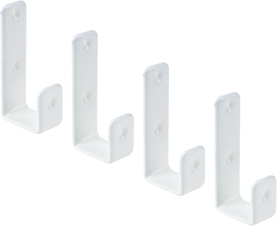 Coshar 4Pcs Heavy Duty Hook Bracket Coated Stainless Steel J Hooks 1-Inch Inner Bunk Bed Ladder Hook Hardware for Bed Decor, Garage Storage, Cable Tool Organization - White
