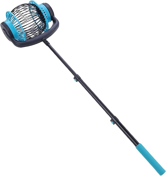 Nut Gatherer & Rolling Fruit Picker, Telescopic Aluminium Handle (up to 130cm), Lightweight Nut Collector with Storage Bag for Chestnuts, Pecans, Acorns & Walnuts
