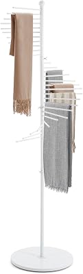 Freestanding Scarf Display Rack, 5.6Ft Spiral Scarf Holder, Commercial Scarf Display Rack, Metal Scarfs Racks for Hanging Ties, Bras, Bathing Suits, Belts White