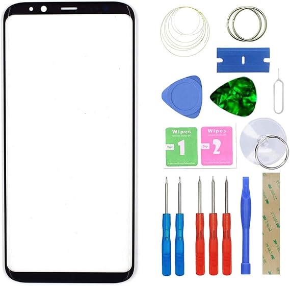 Screen Replacement Front Glass Repair Kit Genuine for Samsung Galaxy S8 G950F (No Touch and LCD Display) Black