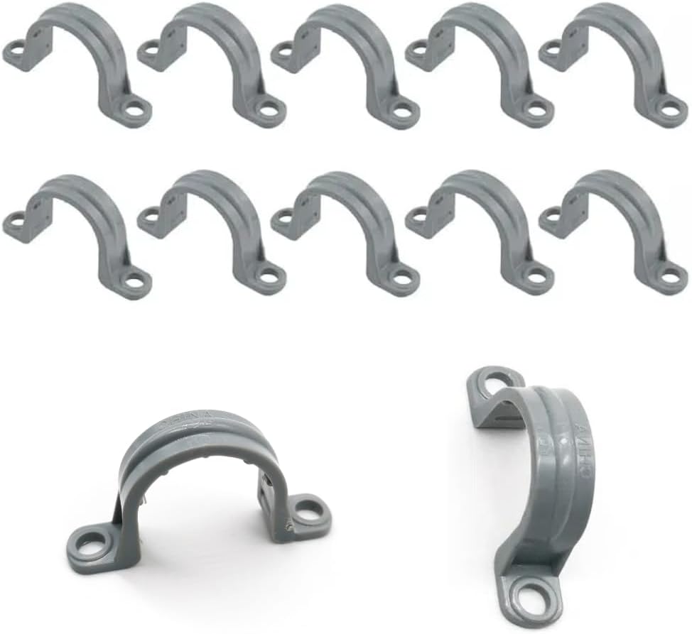 12-Pack 34 PVC Pipe Mounting Straps - Plastic Conduit Clamps for Electrical Cables & Plumbing Pipes 2-Hole Design