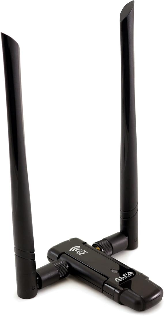 Alfa Network AWUS036AC Long-Range Dual-Band AC1200 Wireless USB 3.0 Wi-Fi Adapter w/2x 5dBi Removable External Antennas for Extreme Distance Connections - 2.4GHz 300Mbps / 5Ghz 867Mbps - USB Cradle Dock Included - Standard's 802.11a, 802.11b, 802.11g, 802.11N, 802.11ac