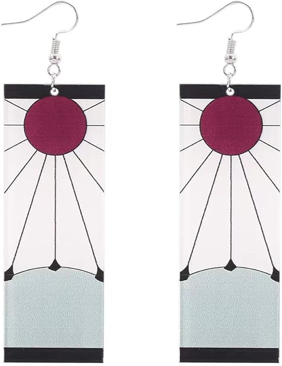 Tanjiro Earrings Hanafuda Tanjiro Cosplay Earrings Anime Jewelry Accessories, Zinc, No Gemstone
