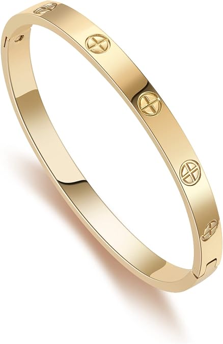 RIMRIVA Gold Bracelets for Women Friendship Love Bangle Jewelry | Stainless Steel Bracelet Jewelry Christmas Birthday Gifts for Women Stocking Stuffers Wedding Valentines Her